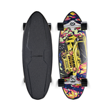 BAJABOARD Land Surfboard 30" Flame Jeep Design Metal Deck PU Coating Lightweight Skateboard ABEC-9 Bearings No Pushing Required