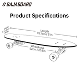 BAJABOARD Skateboard 31'' Dream Floating Light Portable Lightweight Aluminum Alloy Maple Deck Land Surfboard Ski Board No-Pedal